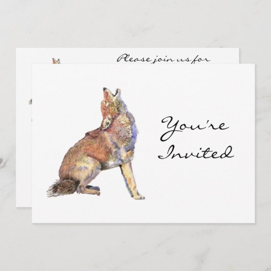 Uitnodiging, Uitnodiging, Coyote, Dier, Wildernis Kaart (Voorkant / Achterkant)