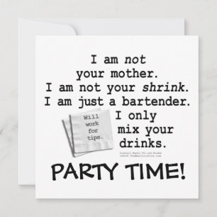 Uitnodiging, Uitnodigingen - IK BEN EEN BARTENDER