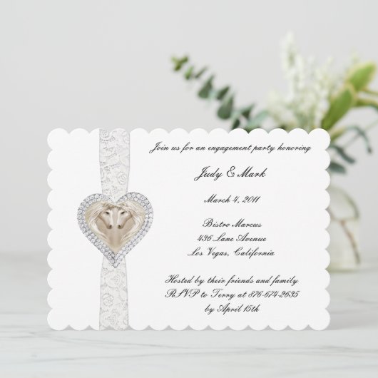 Uitnodiging Unicorn en Lace Engagement Party (Staand voorkant)