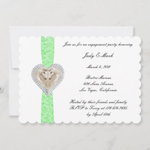 Uitnodiging Unicorn Green Lace Engagement Party