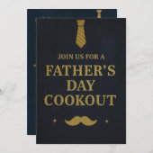 Uitnodiging Vaderdag Barbecue | Rustic Navy&Goud (Voorkant / Achterkant)