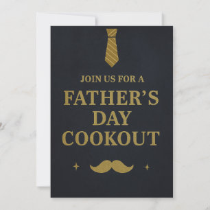 Uitnodiging Vaderdag BBQ Rustiek Navy&Goud