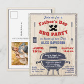 Uitnodiging Vaderdag Foto Vintage BBQ-feest (Voorkant / Achterkant)