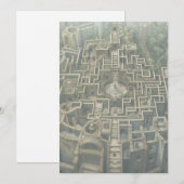 Uitnodiging / Vakantie Kaart - LABYRINTH (mos groe (Voorkant / Achterkant)