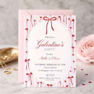 Uitnodiging Valentijnsdag Meisjes Roze & Rood