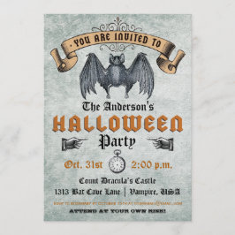  uitnodiging Vampire Bat Halloween