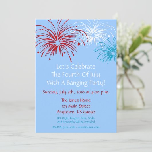 uitnodiging van 4 juli (Star Spangled Fireworks) (Staand voorkant)