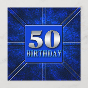 Uitnodiging van 50e verjaardag - Blauw/Zilver