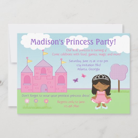 Uitnodiging van Afrikaanse Amerikaanse prinses (Voorkant)