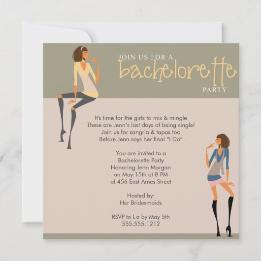 uitnodiging van bachelorette (Voorkant)