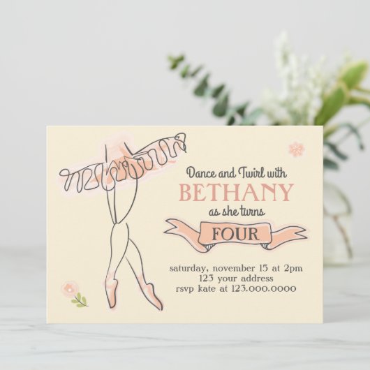 Uitnodiging van Ballerina/Ballet (Staand voorkant)