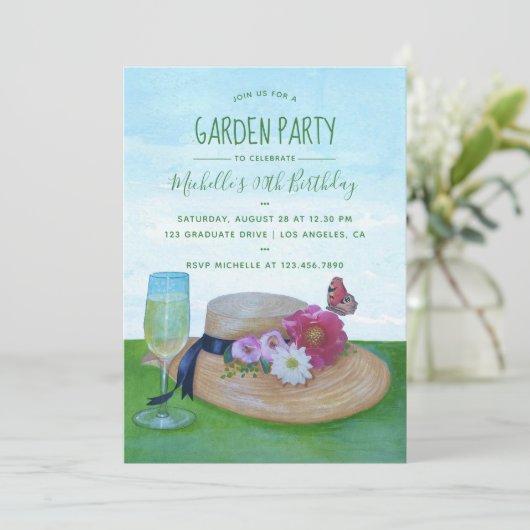 uitnodiging van Birthday Garden (Staand voorkant)