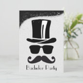 Uitnodiging van Black and Silver Gay Bachelor Part (Staand voorkant)