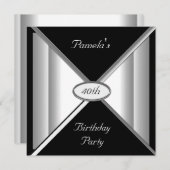 Uitnodiging van Black and White Birthday Party (Voorkant / Achterkant)