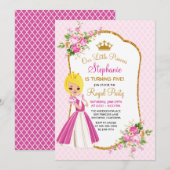 uitnodiging van Blonde Princess Birthday (Voorkant / Achterkant)