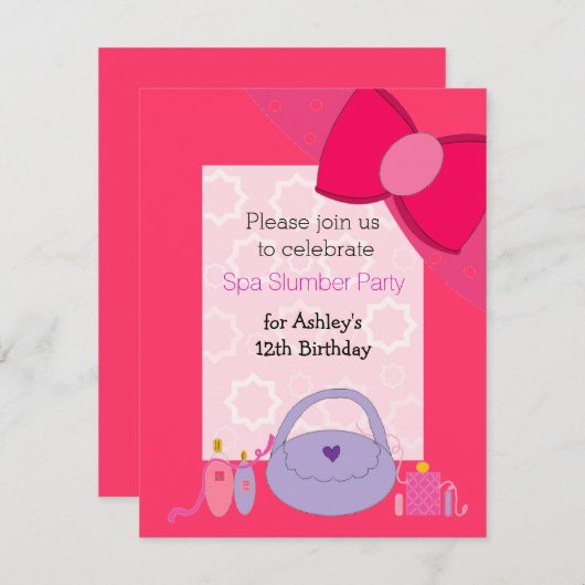  uitnodiging van Bow Spa Birthday (Voorkant / Achterkant)