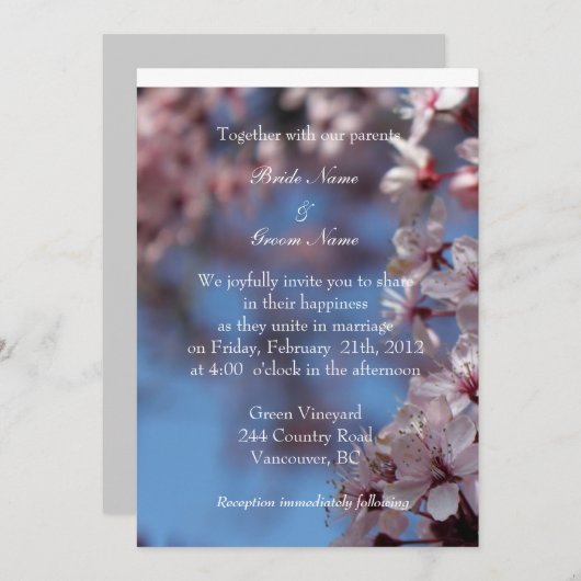 uitnodiging van bride en groom (Voorkant / Achterkant)