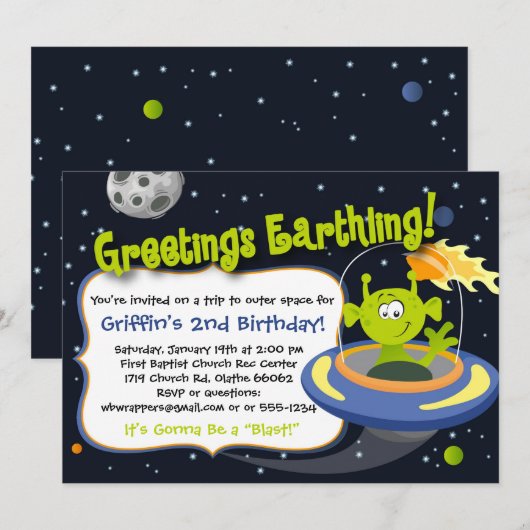 Uitnodiging van buitenaardse ruimtevaartpartijen - (Voorkant / Achterkant)