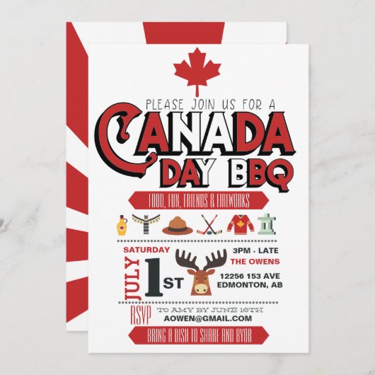 Uitnodiging van Canada Day BBQ Party (Voorkant / Achterkant)