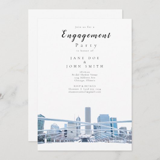 Uitnodiging van Chicago Engagement Party (Voorkant / Achterkant)
