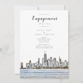 Uitnodiging van Chicago Skyline Engagement Party (Voorkant)