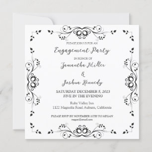 Uitnodiging van Classy Black Border Engagement Par