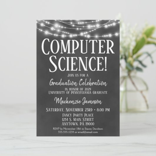 Uitnodiging van Computer Science Graduation Party (Staand voorkant)