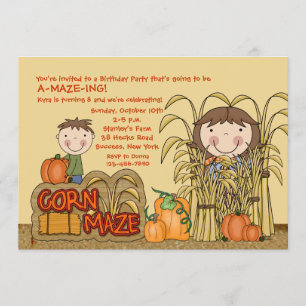 Uitnodiging van Corn Maze Party (Girl)
