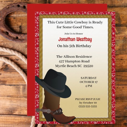 uitnodiging van Cowboy Birthday