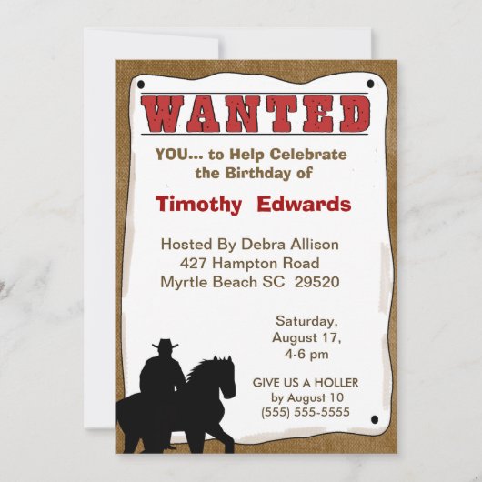 uitnodiging van Cowboy Birthday (Voorkant)