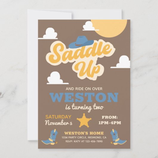 uitnodiging van Cowboy Birthday | Westerne uitnodi (Voorkant)