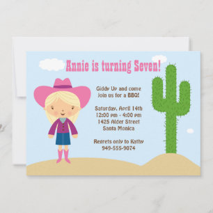 uitnodiging van Cowgirl Birthday Party