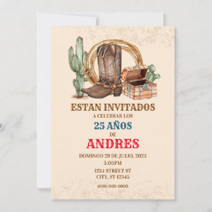 UITNODIGING VAN CUMPLEANOS VAQUERO-FIESTA VAQUERA