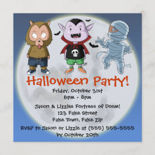 Uitnodiging van Cute en Fun Monsters Halloween Par