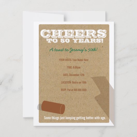 uitnodiging van de 50e verjaardag van de wijnpart (Achterkant)