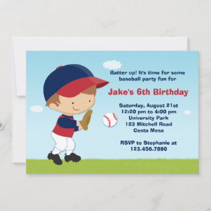 Uitnodiging van de Baseball Birthday Party