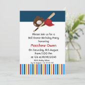 Uitnodiging van de Baseball Birthday Party (Staand voorkant)