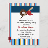 Uitnodiging van de Baseball Birthday Party (Voorkant / Achterkant)