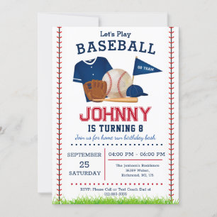 Uitnodiging van de Baseball Birthday Party