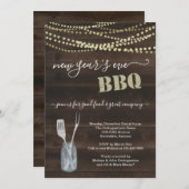 Uitnodiging van de BBQ-partij in New Year - Rustic (Voorkant / Achterkant)