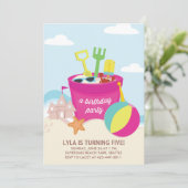 Uitnodiging van de "Beach Party"-Kind (Staand voorkant)