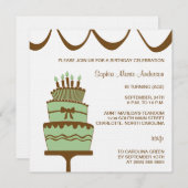  uitnodiging van de Birthday Cake Party (Voorkant / Achterkant)