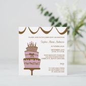 uitnodiging van de Birthday Cake Party (Staand voorkant)