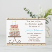  uitnodiging van de Birthday Cake Party (Staand voorkant)