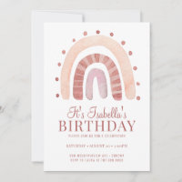 Uitnodiging van de Birthday Party van Boho Rainbow