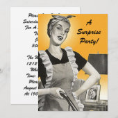  uitnodiging van de Birthday Party van de Retro Su (Voorkant / Achterkant)