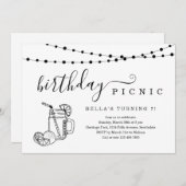 uitnodiging van de Birthday Picnic Party (Voorkant / Achterkant)