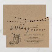 uitnodiging van de Birthday Picnic Party (Voorkant / Achterkant)
