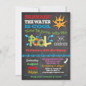Uitnodiging van de Birthday Pool van Chalkboard (Voorkant)