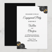 Uitnodiging van de Black and Gold Floral Engagemen (Voorkant / Achterkant)